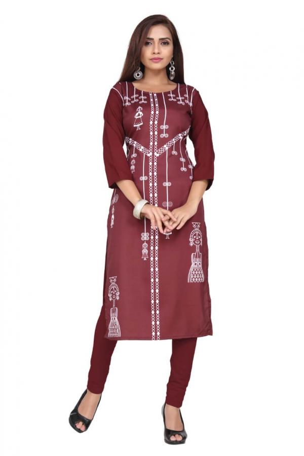 Crepe 5 Fancy Crepe Printed Kurti Catalogue